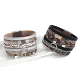 Rhinestone Charm Leather Bracelet Unisex Jewelry