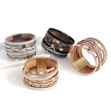 Rhinestone Charm Leather Bracelet Unisex Jewelry