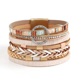 Rhinestone Charm Leather Bracelet Unisex Jewelry