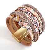 Rhinestone Charm Leather Bracelet Unisex Jewelry