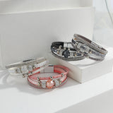 Crystal Beads Charm Leather Bracelets for Women Rhinestone Wrap Bracelet