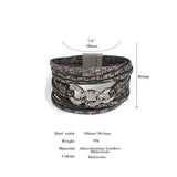 Rhinestone Cuban Chain Charm Leather Bracelet Wrap Bangle