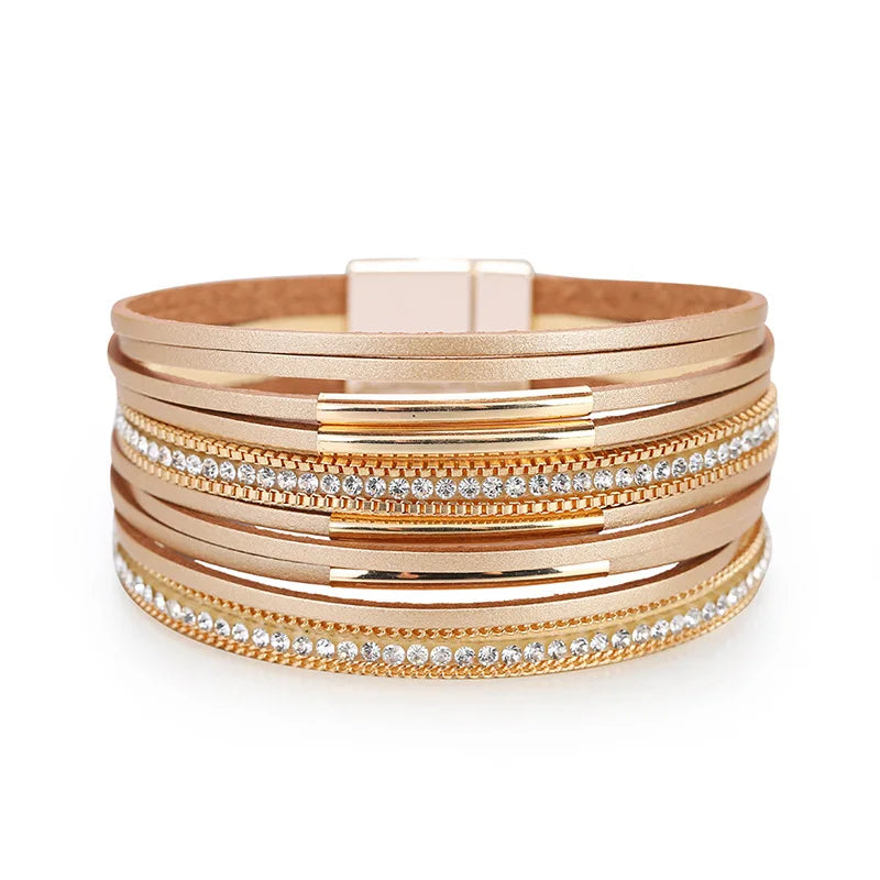 Boho Rhinestone Wrap Bracelet for Women