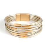 Metal Charm Leather Bracelet Minimalist Multilayer Wrap Bangle