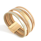 Multilayer Leather Bracelet Metal Charm Wrap Bangle Jewelry