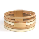 Multilayer Leather Bracelet Metal Charm Wrap Bangle Jewelry