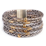Exaggerated Snake Pattern Leather Bracelet Multilayer Wrap Bangle