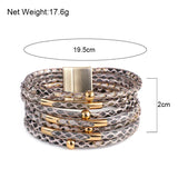 Exaggerated Snake Pattern Leather Bracelet Multilayer Wrap Bangle