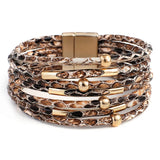 Exaggerated Snake Pattern Leather Bracelet Multilayer Wrap Bangle