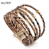 Exaggerated Snake Pattern Leather Bracelet Multilayer Wrap Bangle