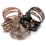 Exaggerated Snake Pattern Leather Bracelet Multilayer Wrap Bangle
