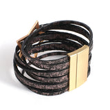Star Pattern Imprint Leather Bracelet Bangle Unisex Jewelry