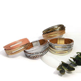 Boho Multilayer Leather Bracelet Ethnic Printing Metal Wrap Jewelry