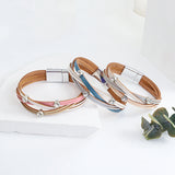 Colorful Braided Leather Bracelet Charm Boho Crystal Beads