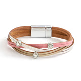 Colorful Braided Leather Bracelet Charm Boho Crystal Beads