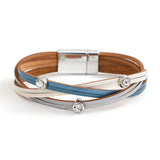 Colorful Braided Leather Bracelet Charm Boho Crystal Beads
