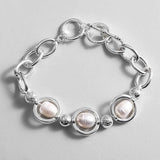 Boho Charm Hollow Circle Silver Chain Bracelet