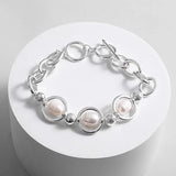 Boho Charm Hollow Circle Silver Chain Bracelet