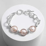 Boho Charm Hollow Circle Silver Chain Bracelet