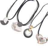 Geometric Heart Circle Choker Necklace Bohemian Charm Leather Pendant
