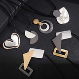 Geometric Heart Circle Choker Necklace Bohemian Charm Leather Pendant