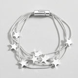 Triple Star Bracelet Silver Snake Chain Charm Jewelry