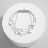 Triple Star Bracelet Silver Snake Chain Charm Jewelry