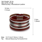 Vintage Leather Bracelet Bohemian Silver Metal Chain Wrap