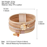 Vintage Ginkgo Leaf Leather Bracelets for Women Tree of Life Pendant Crystal Mul