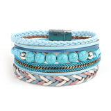 Vintage Leather Bracelets Braid Stone Beaded Bangles Wrap Bracelets