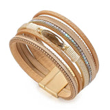 Vintage Leather Bracelet Rhinestone Bangle Party Jewelry