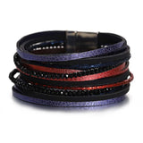 Vintage Multilayer Leather Bracelet Charm Crystal Bead Wrap Bracelets