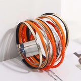 Vintage Multilayer Leather Bracelet Charm Crystal Bead Wrap Bracelets