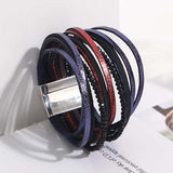 Vintage Multilayer Leather Bracelet Charm Crystal Bead Wrap Bracelets