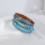 Vintage Natural Stone Leather Bracelet Charm Jewelry