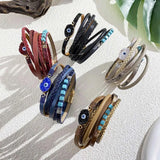 Vintage Evil Eye Leather Bracelet Multilayer Wrap