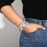 Vintage Evil Eye Leather Bracelet Multilayer Wrap