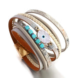 Vintage Evil Eye Leather Bracelet Multilayer Wrap
