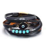 Vintage Evil Eye Leather Bracelet Multilayer Wrap