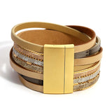 Vintage Resin Stone Star Leather Bracelet Charm Multilayer Cross Wrap Bangle