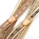 Vintage Resin Stone Star Leather Bracelet Charm Multilayer Cross Wrap Bangle