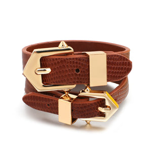 Vintage Snake Skin Pattern Leather Bracelet for Women