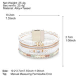 Leather Bracelets for Women Round Metal Charm Rhinestone Wide Bracelet