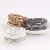 Multi-layer Crystal Vintage Leather Bracelet Women