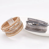 Multi-layer Crystal Vintage Leather Bracelet Women