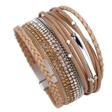 Multi-layer Crystal Vintage Leather Bracelet Women