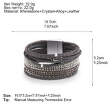 Multi-layer Crystal Vintage Leather Bracelet Women