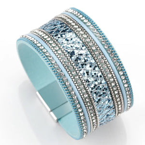 Crystal Sequins Paved Wide Cuff Bracelet