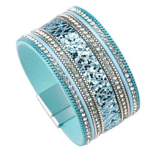 Crystal Sequins Paved Wide Cuff Bracelet