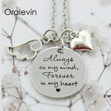 Memorial Pendant Charms Necklace Jewelry - Always on My Mind Forever in My Heart